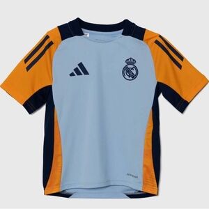 adidas Official Kids Real Madrid Training Shirt - Light Blue and Orange